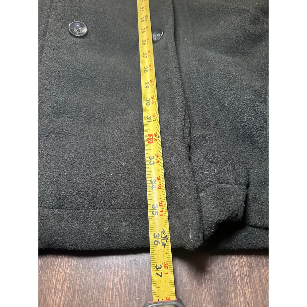 Woman Within Black Fleece Double Breasted Hooded Coat Jacket 36W - Picture 10 of 11